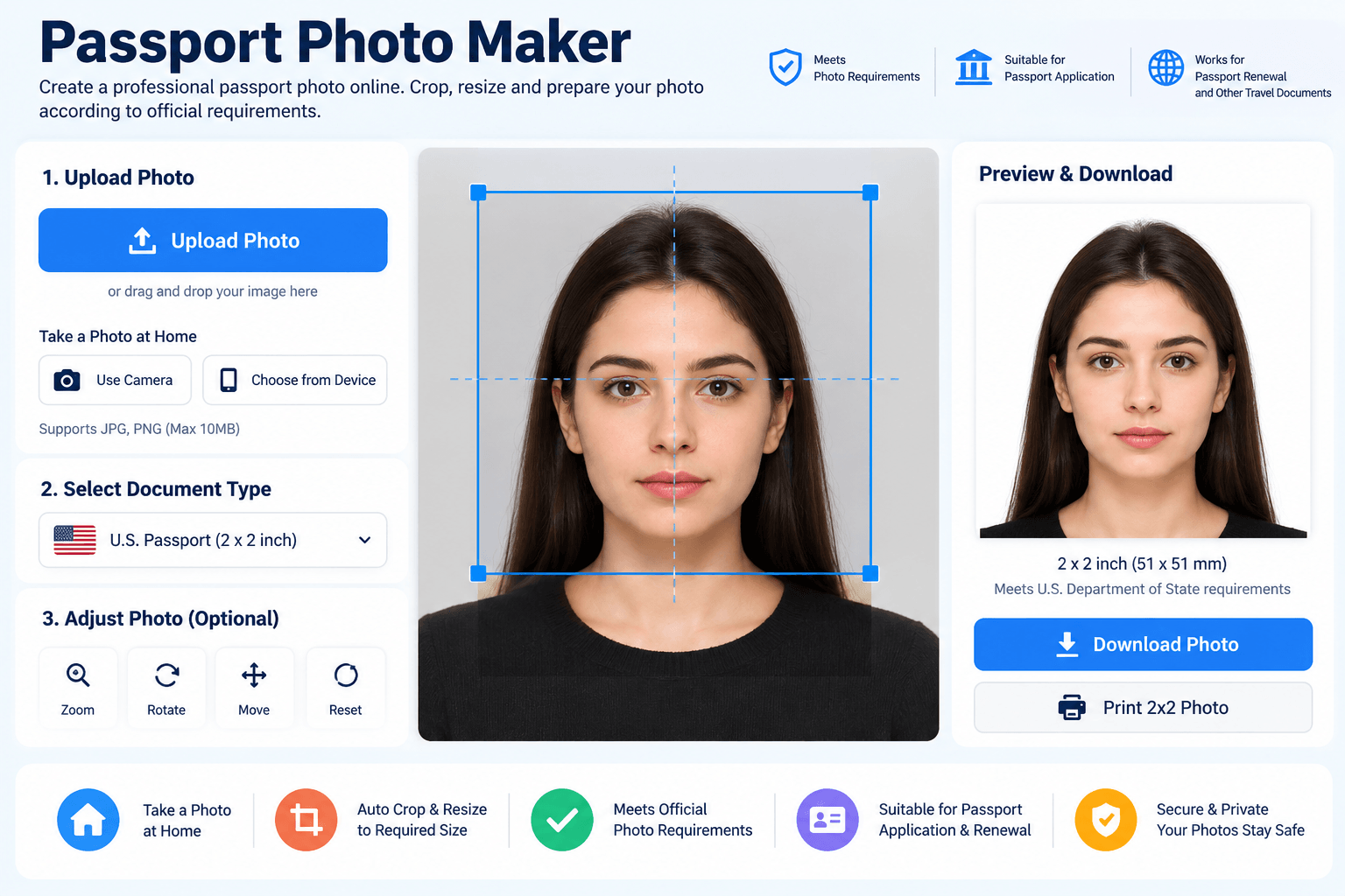 Passport Photo Maker Interface